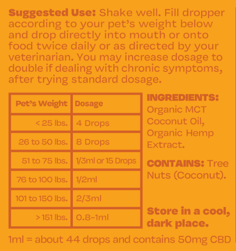 Organic CBD Pet Care Drops 1,500mg Extra Strength